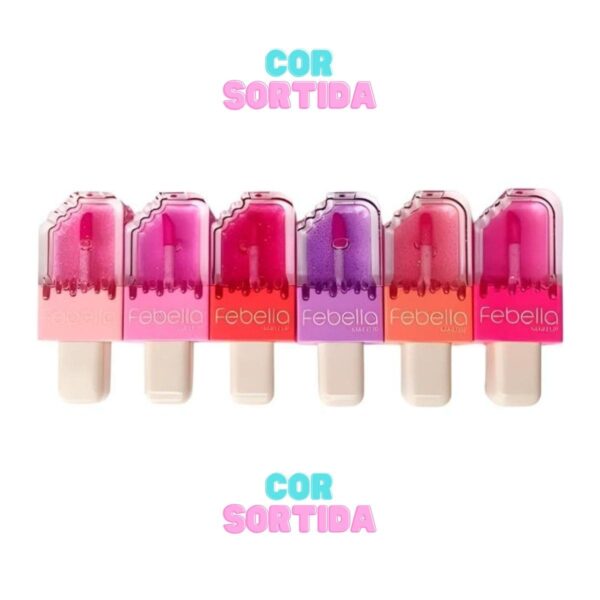 Lip Gloss Mágico Com Glitter Picolé Sortidos - Febella - Image 3