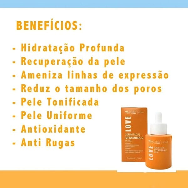 Serum Facial Vitamina C  10 em 1 Pele Macia E Iluminada - Max Love - Image 3
